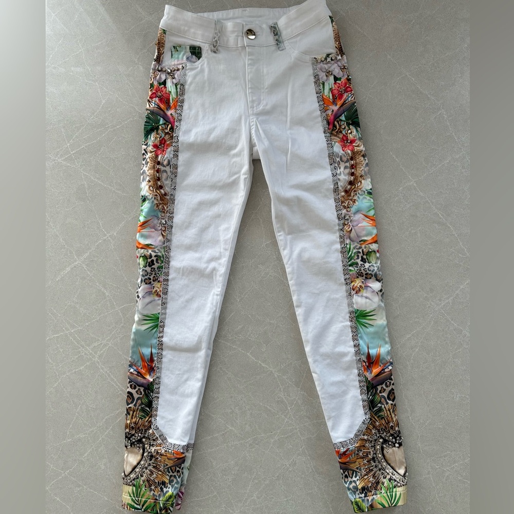 Nice Istambul Cotton and Lycra Pants with Stone Embellishments